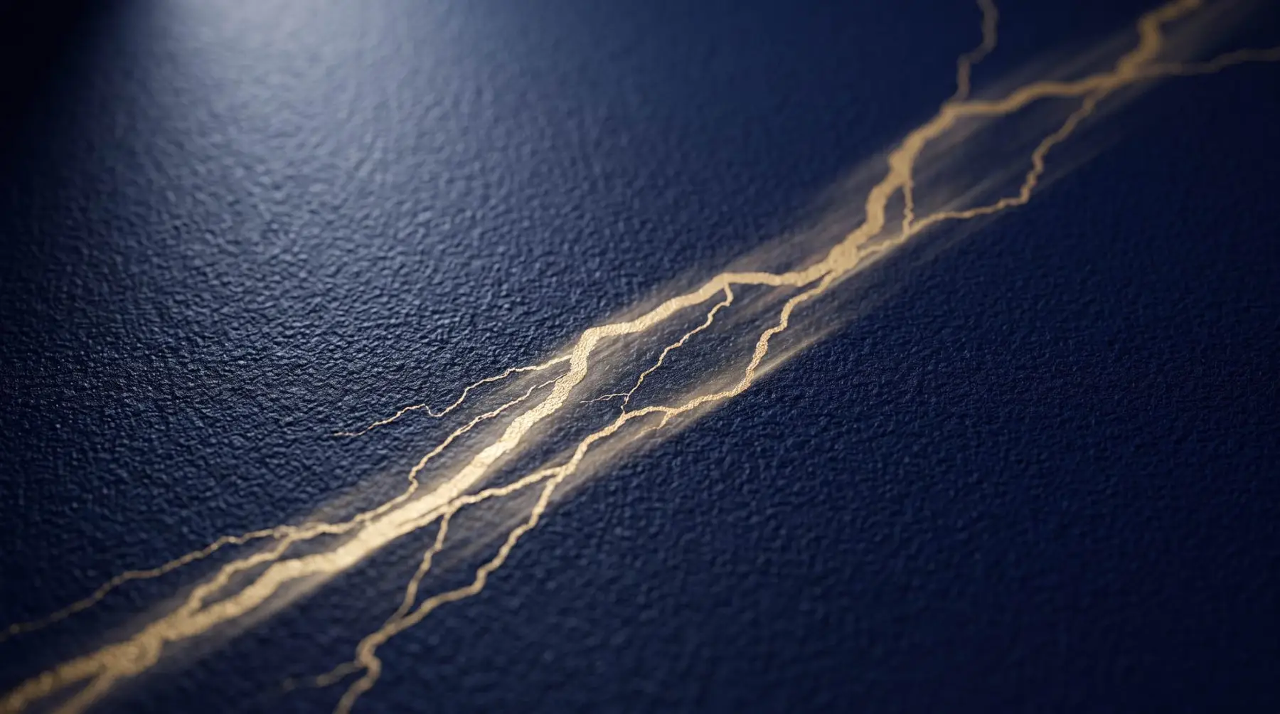 A gold filament of light tracing across deep navy