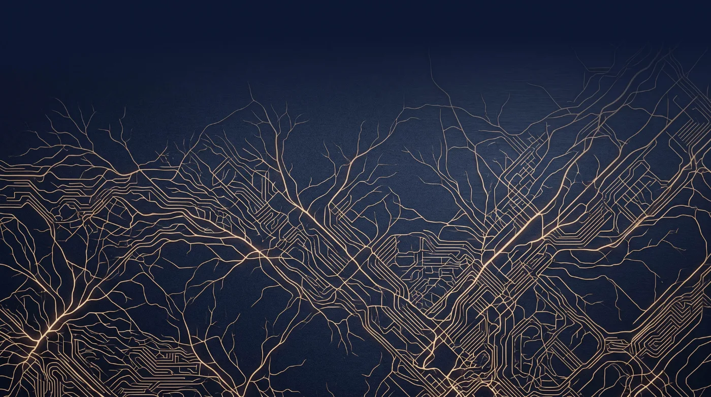 Gold vascular and circuit network on navy